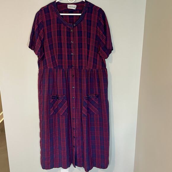 Vintage Lady Dorby Dress Women No Size Tag Button Front Plus Size Prairie Pocket - Picture 1 of 9